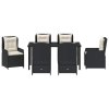 Zahradní jídelní souprava 7 pcs Černá polyratan 3380943