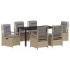 Zahradní jídelní souprava 7 pcs Béžová a Světle šedá polyratan 3381006