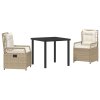 Zahradní jídelní souprava 3 pcs Beige a krémová bílá polyratan 3381009