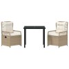 Zahradní jídelní souprava 3 pcs Beige a krémová bílá polyratan 3381009