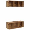 Sestava TV skříněk Nástěnný 2 pcs Staré dřevo 37 x 37 x 107 cm 3393573
