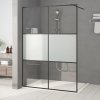 Sprchová zástěna walk-in černá 140x195 cm napůl mléčné ESG sklo 152109