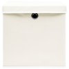 Úložné boxy s víky 4 ks bílé 32 x 32 x 32 cm textil 288350