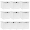 Úložné boxy s víky 10 ks bílé 32 x 32 x 32 cm textil 288352