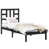 Rám postele černý masivní dřevo 75 x 190 cm malé jednolůžko 3105369