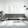 Rozkládací pohovka ve tvaru L tmavě šedá 260x140x70 cm textil 3157273