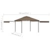 Altán se dvěma extra stříškami 3x3x2,73 m taupe 180 g/m² 312268