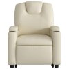 Elektrické zvedací masážní polohovací křeslo krémové umělá kůže 3204452