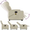 Elektrické zvedací masážní polohovací křeslo krémové umělá kůže 3204566