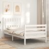 Rám postele s čelem bílý Single masivní dřevo 3194277
