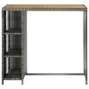 Barový stolek s úložným regálem šedý 120x60x110 cm polyratan 313479