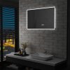 Koupelnové LED zrcadlo dotykový senzor zobrazení času 100x60 cm 144739