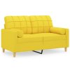 2místná pohovka s polštáři světle žlutá 120 cm textil 3200779
