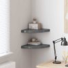 323914 vidaXL Floating Corner Shelves 2 pcs High Gloss Grey 35x35x3,8 cm MDF 323914