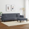 2dílná sedací souprava s polštáři tmavě šedá samet 3216269