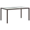 Zahradní stůl 150 x 90 x 75 cm tvrzené sklo a polyratan hnědý 316704
