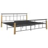 Rám postele kov a masivní dubové dřevo 200 x 200 cm 324903
