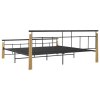 Rám postele kov a masivní dubové dřevo 200 x 200 cm 324903