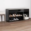 Lavice s botníkem a poduškou černá lesklá 104x30x49 cm kompozit 326757