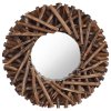Nástěnné zrcadlo 40 cm teak kulaté 288801