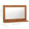 Nástěnné zrcadlo s policí 60 x 12 x 40 cm masivní teakové dřevo 289071