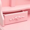 Toaletní stolek se stoličkou růžový 75 x 69 x 140 cm pavlovnia 289315