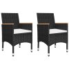 3dílný bistro set polyratan a akáciové dřevo černý 3058366