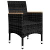 3dílný bistro set polyratan a akáciové dřevo černý 3058366