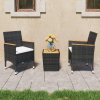 3dílný bistro set polyratan a akáciové dřevo černý 3058366