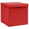 Úložné boxy s víky 10 ks červené 32 x 32 x 32 cm textil 288364