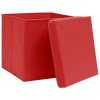 Úložné boxy s víky 10 ks červené 32 x 32 x 32 cm textil 288364