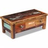 Konferenční stolek zásuvky masivní recyklované dřevo 90x45x35cm 243321