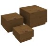 Úložné boxy s víkem 3 ks medově hnědé masivní borové dřevo 818248
