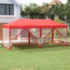 Skládací party stan s bočními stěnami červený 3 x 6 m 93555