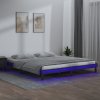 Rám postele s LED světlem šedý 140 x 190 cm masivní dřevo 820653