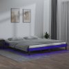 Rám postele s LED světlem šedý 200 x 200 cm masivní dřevo 820628