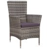 3dílný bistro set polyratan šedý 44095