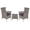 3dílný bistro set polyratan šedý 44095