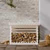 Stojan na dřevo bílý 108x73x79 cm masivní borovice 822228