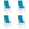 Podušky na židli vysoké opěradlo 4 ks modré 120x50x3 cm textil 43184