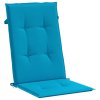 Podušky na židli vysoké opěradlo 4 ks modré 120x50x3 cm textil 43184