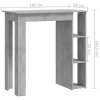 Barový stůl s regálem betonově šedý 102x50x103,5 cm kompozit 809462