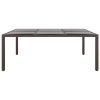 Zahradní stůl se skleněnou deskou hnědý 200 x 150 x 75 cm ratan 310589