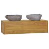 Nástěnná koupelnová skříňka 110 x 45 x 30 cm masivní teak 338228
