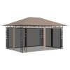 Altán s moskytiérou a světelnými LED řetězy 4x3x2,73 m taupe 3070319