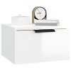 Nástěnný noční stolek bílý s vysokým leskem 34x30x20 cm 811388