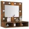 Zrcadlová skříňka s LED kouřový dub 60 x 31,5 x 62 cm 820454
