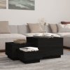 Úložné boxy s víkem 3 ks černé masivní borové dřevo 818249