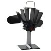 Teplem poháněný ventilátor na kamna 2 lopatky černý 51239