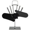 Teplem poháněný ventilátor na kamna 2 lopatky černý 51239
